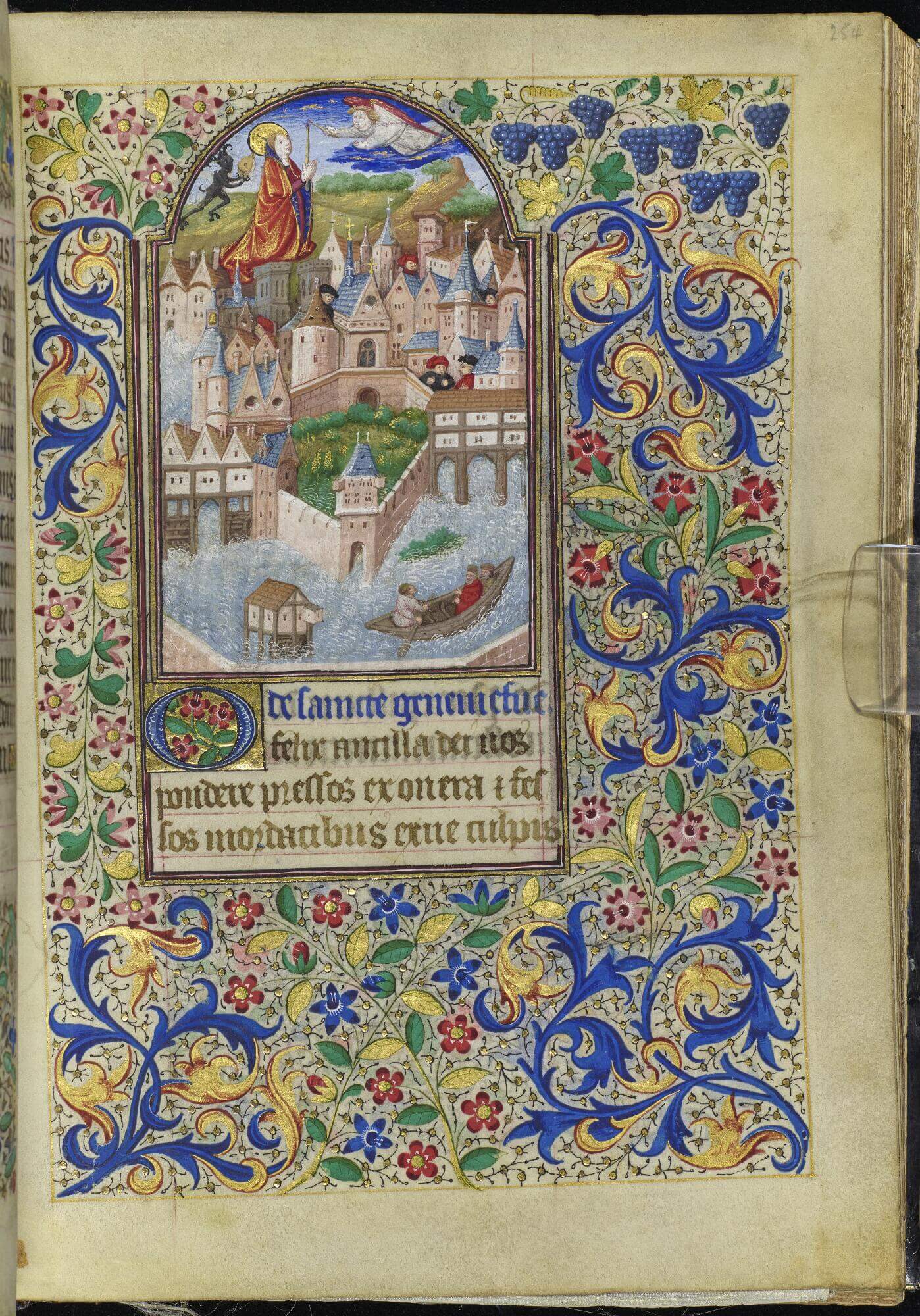 The Ile de la Cité seen from the West, illumination from the manuscript of a Book of Hours, circa 1440, Latin MS 164, folio 254v, John Rylands University Library, Manchester, England.