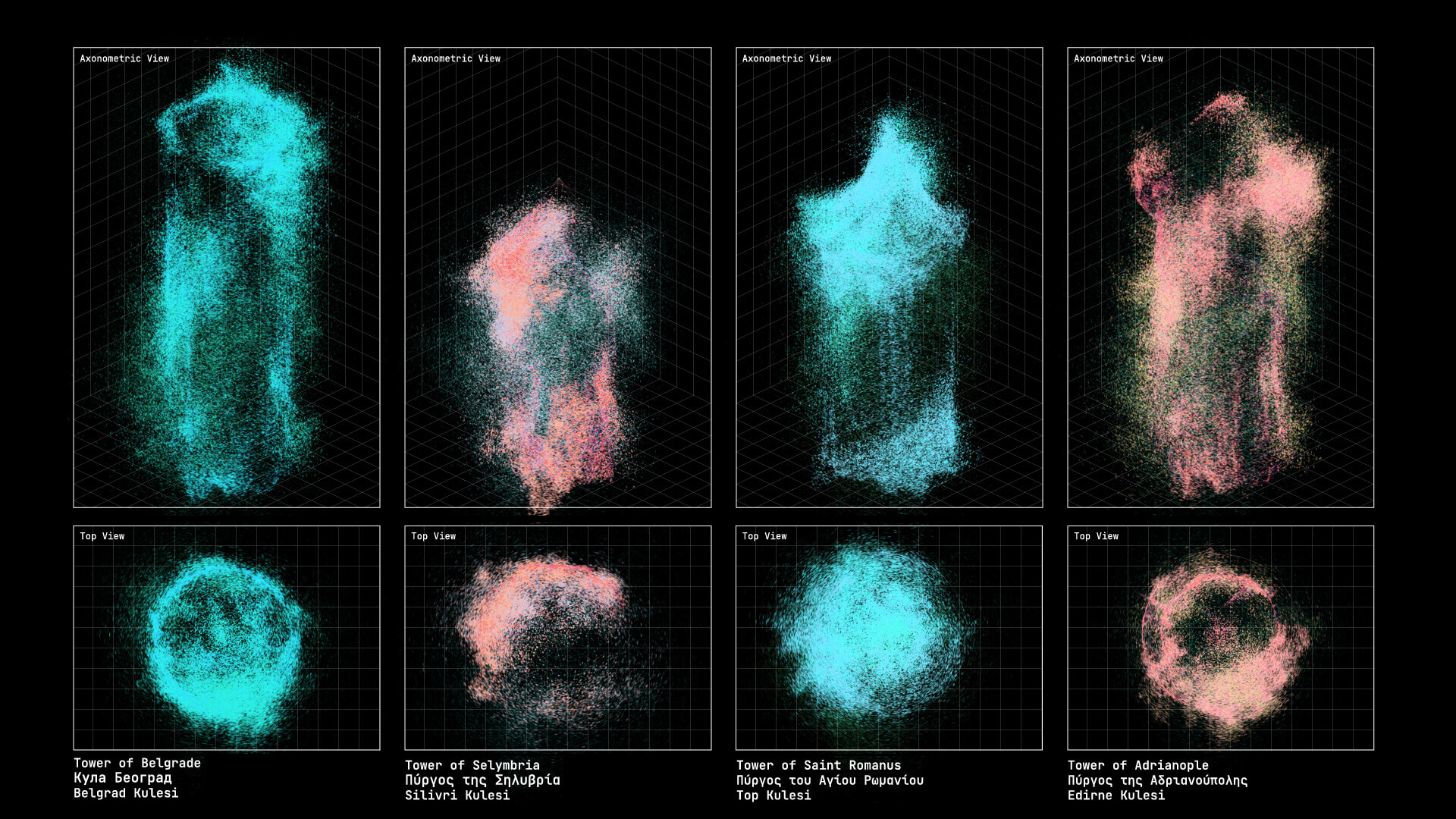 Towers of Constantinople as blurred figures of particles 01