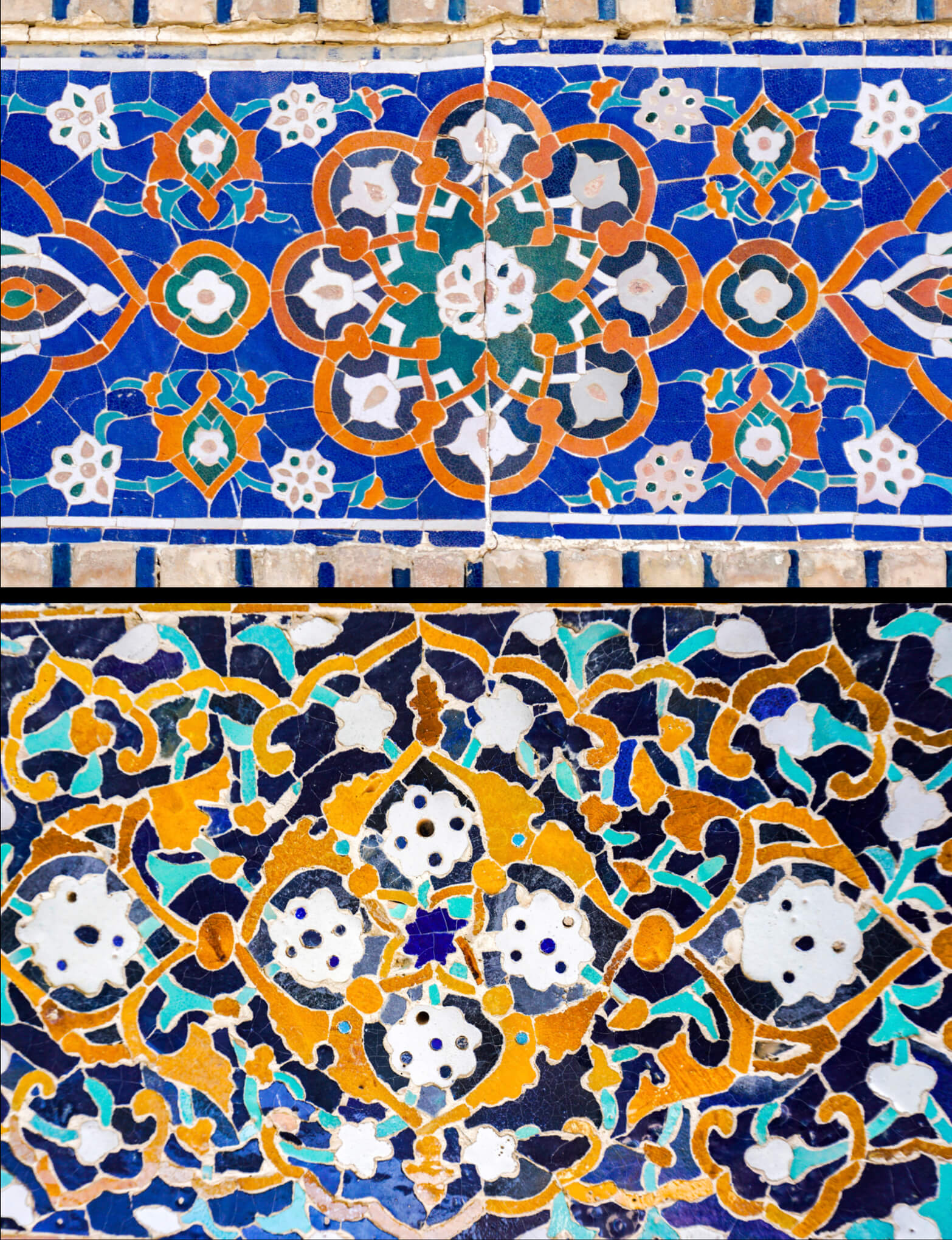 Enameled polychrome tiles of Haft Rang