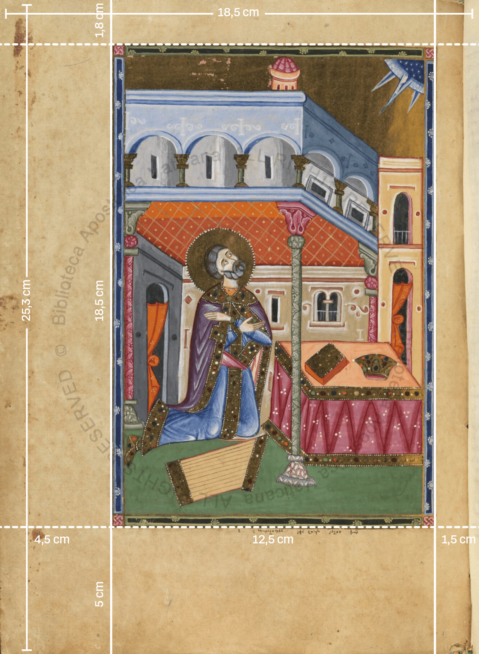 Penance of David drawn by Michael of Tokat (Turkey) in the Armenian Bible in Constantinople, 1625 (Vat.arm.1, folio 306v)